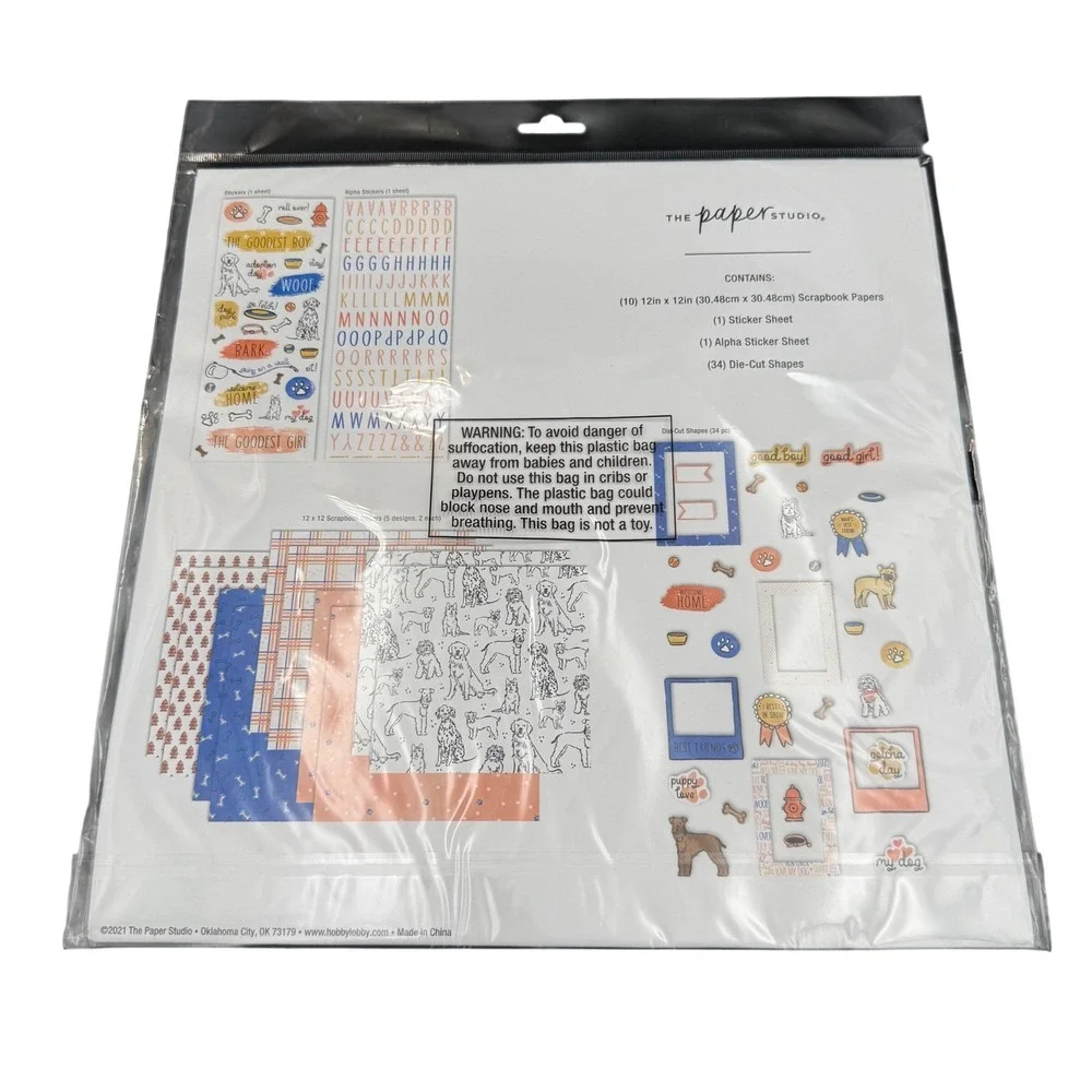 The Paper Studio I Heart My Dog Papercrafting Kit 46pc 12x12 Scrapbook Set